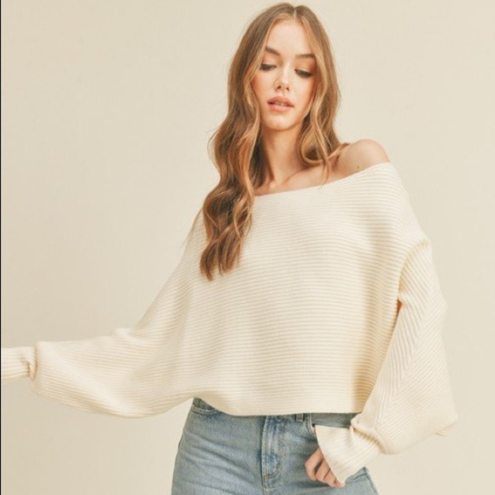 Ribbed One Shoulder Sweater